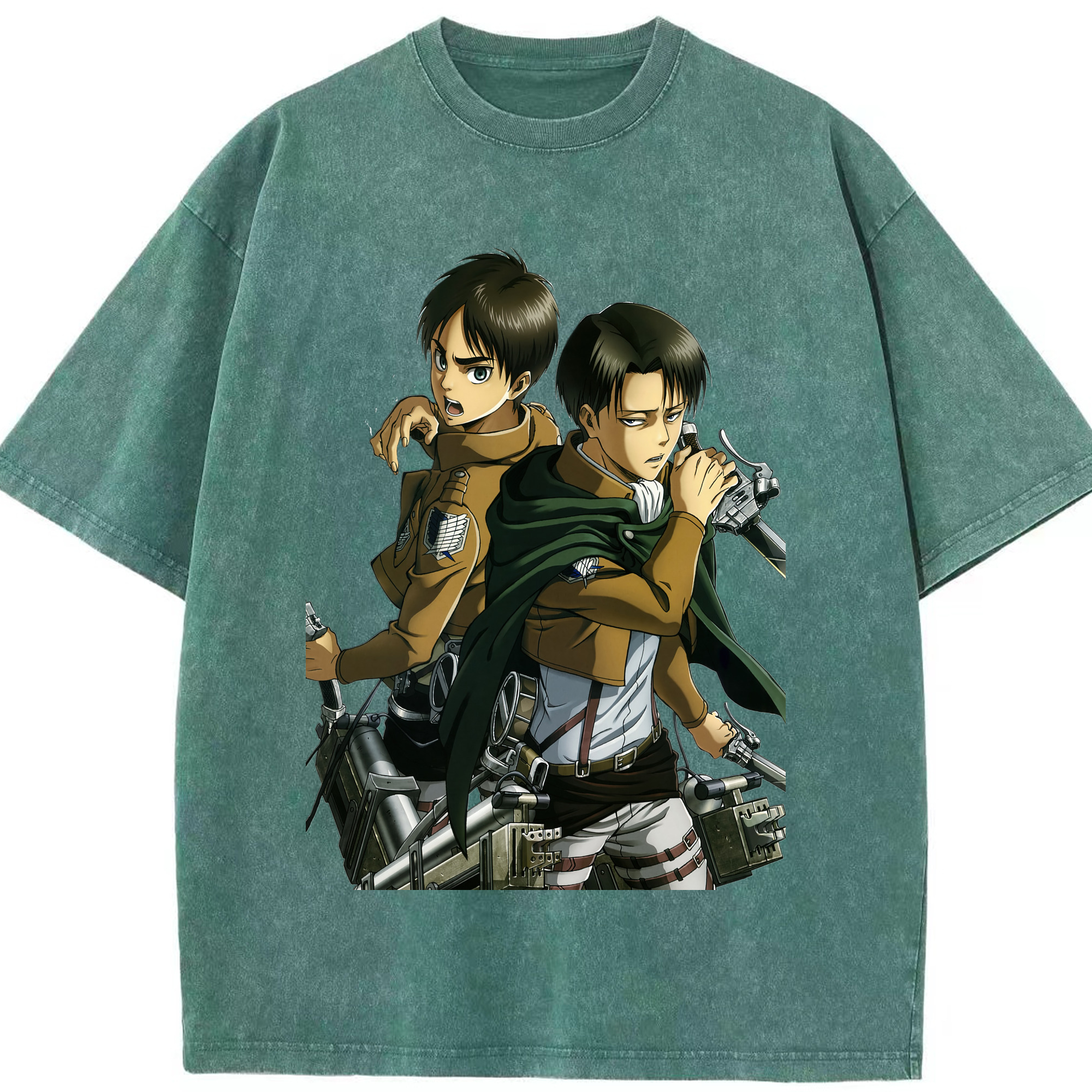 （画像用） 進撃の巨人 リヴァイ·アッカーマン Attack on Titan Levi Ackerman 綿100% ヴィンテージ風 半袖Tシャツ（フロントプリント）